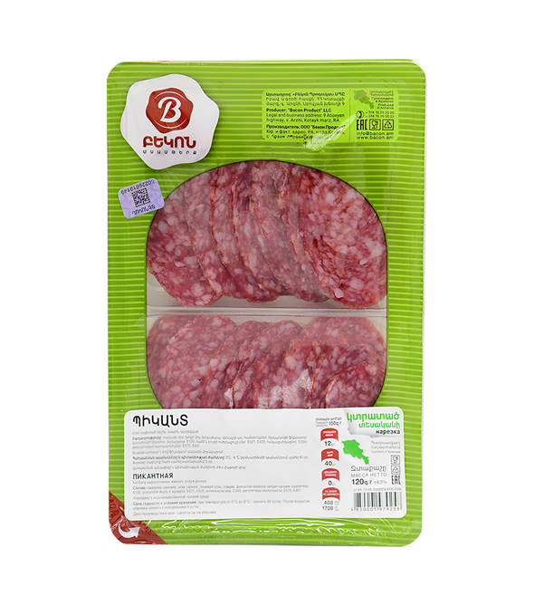 Spicy sausage slices "Bacon" 120g.