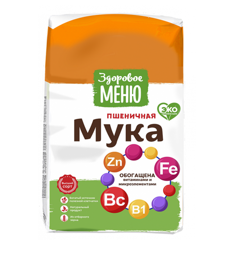 Мука пшеничная Здоровое Меню высшый сорт 2кг