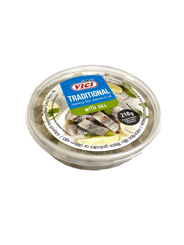 Филе сельди кусочками с укропом в масле