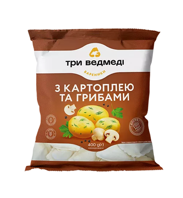 Вареники с картошкой и грибами "Три Ведмеді"