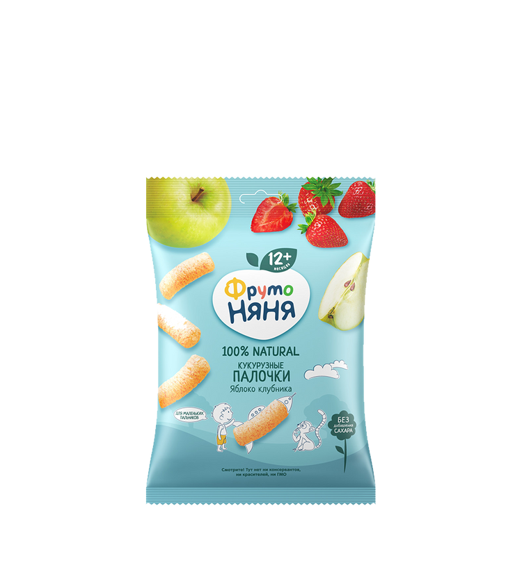 FrutoNyanya corn sticks with apple and strawberry, 20 g