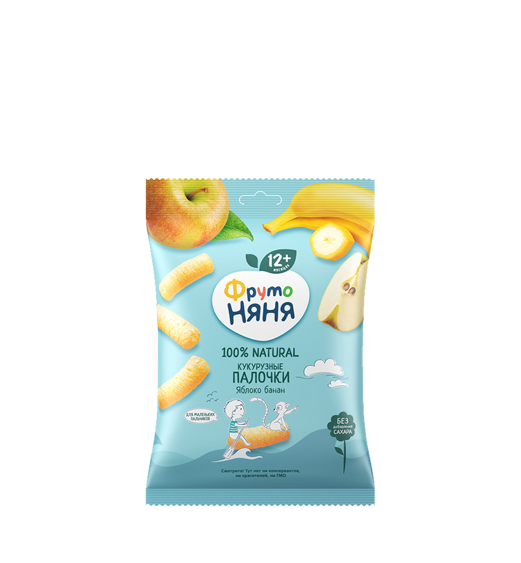 FrutoNyanya corn sticks with apple and banana, 20 g