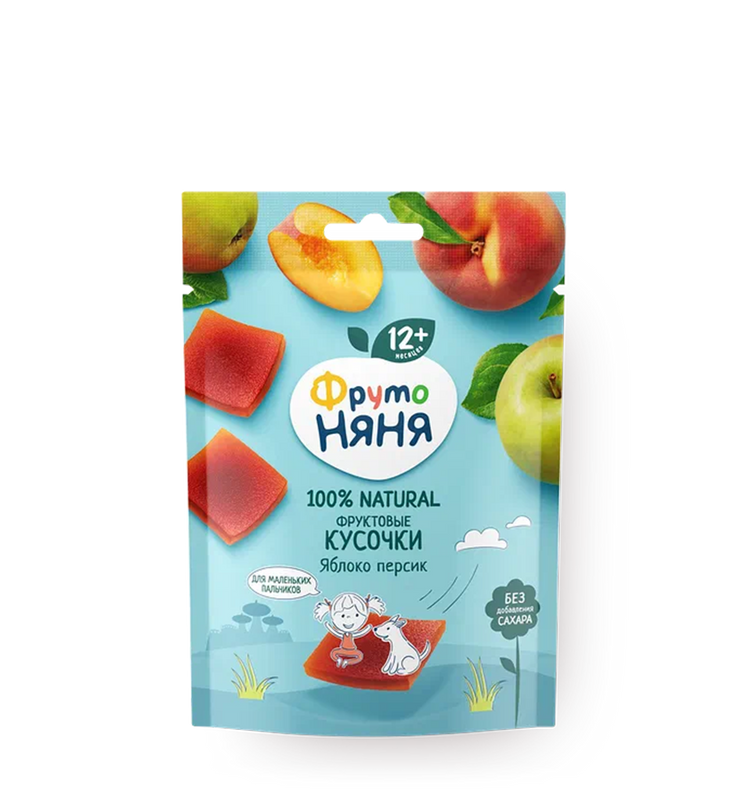 FrutoNyanya apple and peach fruit pieces, 53 g