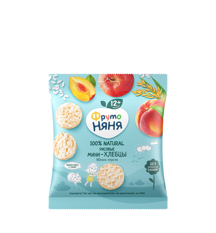 FrutoNyanya mini rice cakes with apple and peach, 30 g