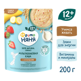 FrutoNyanya dry multigrain milk porridge with banana, cornflakes, and strawberry pieces, 200 g