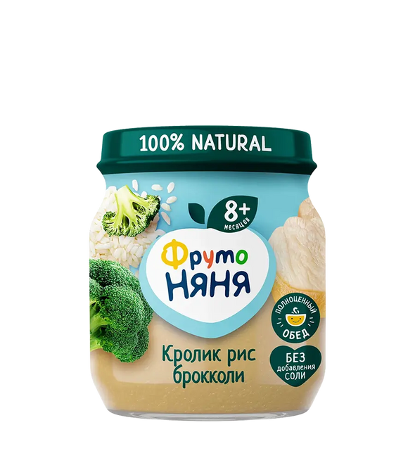 FrutoNyanya Puree Rabbit with Broccoli and Rice 100g.