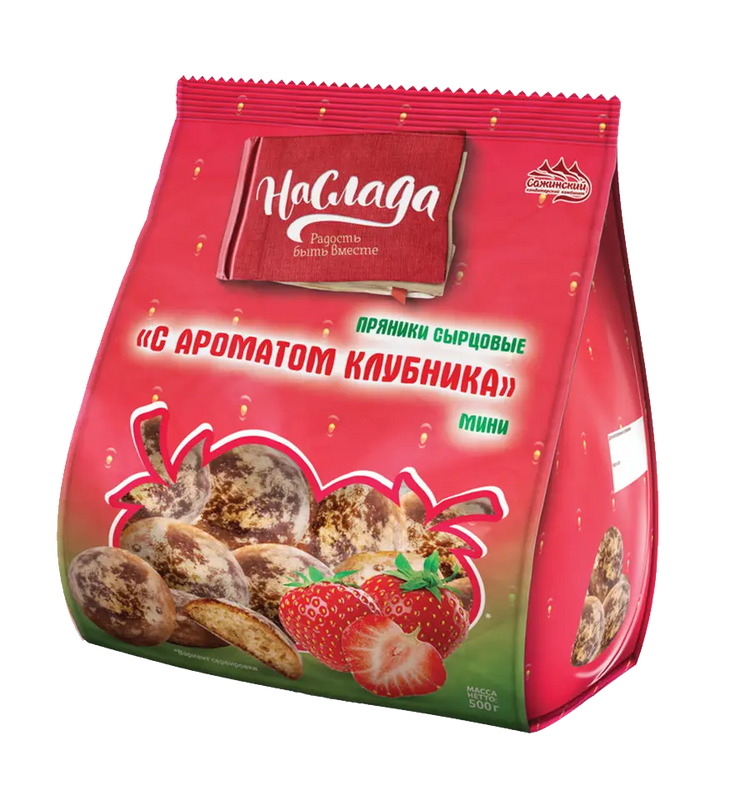 Пряники Наслада сырцовые с ароматом клубника