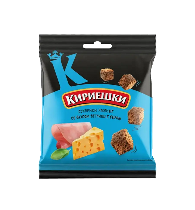 «Кириешки», сухарики со вкусом ветчины и сыра, 40г.