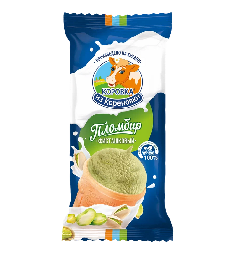  Pistachio plombir ice cream in a waffle cup Korovka from Korenovka 80g
