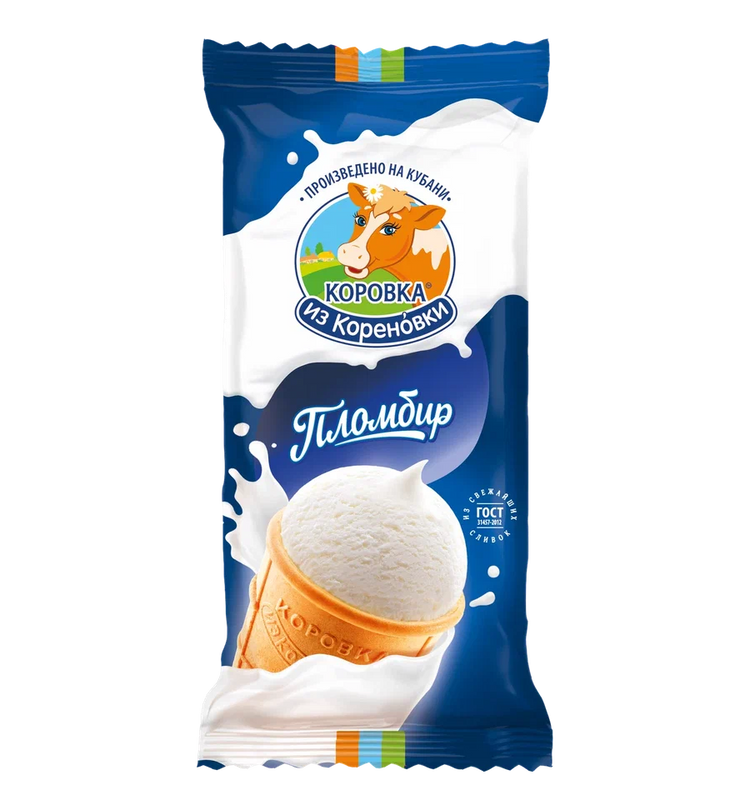 Vanilla plombir ice cream in a waffle cup Korovka from Korenovka 100g
