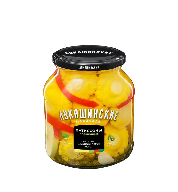 Патиссоны маринованные с яблоками «Лукашинские» 670г.