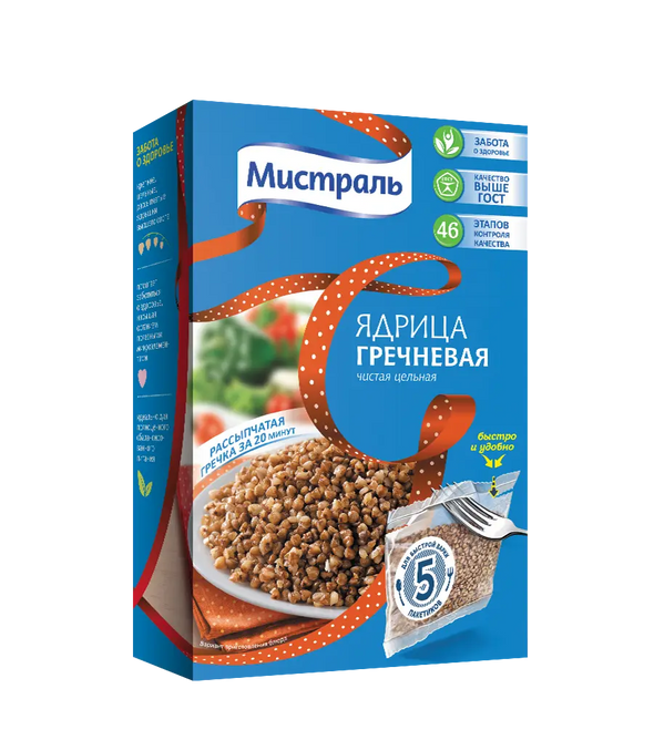 Ядрица Мистраль Гречневая в пакетах для варки, 5×80г.