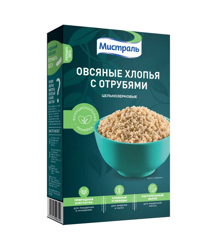 Овсяные хлопья Мистраль с отрубями