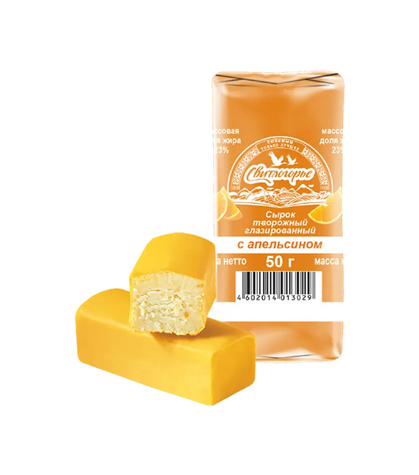 Сырок творожный с натуральным апельсином в апельсиновой глазури 23%
