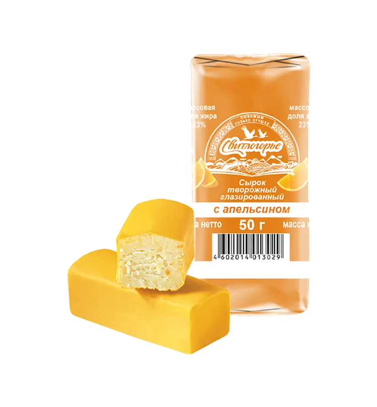 Сырок творожный с натуральным апельсином в апельсиновой глазури 23%