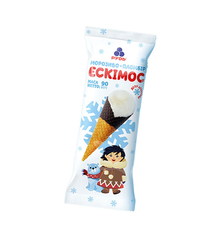 Мороженое пломбир «ЭСКИМОС» в вафельном стаканчике